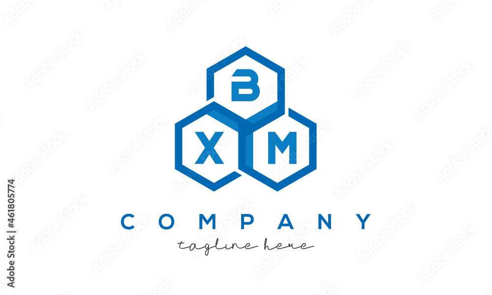 BXM three letters creative polygon hexagon logo BXM three letters creative polygon hexagon logo