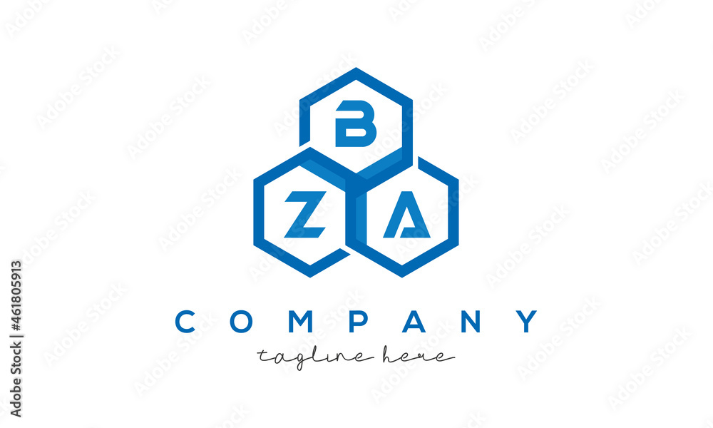 BZA three letters creative polygon hexagon logo BZA three letters creative polygon hexagon logo