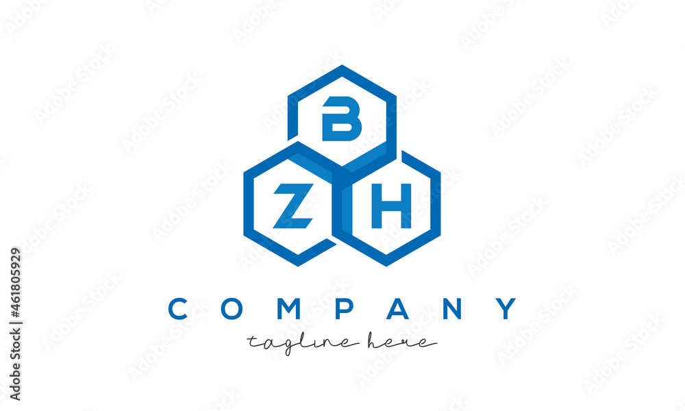 BZH three letters creative polygon hexagon logo BZH three letters creative polygon hexagon logo