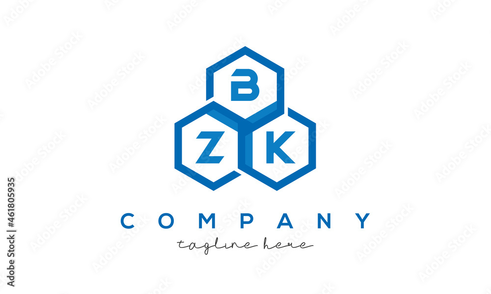 BZK three letters creative polygon hexagon logo BZK three letters creative polygon hexagon logo