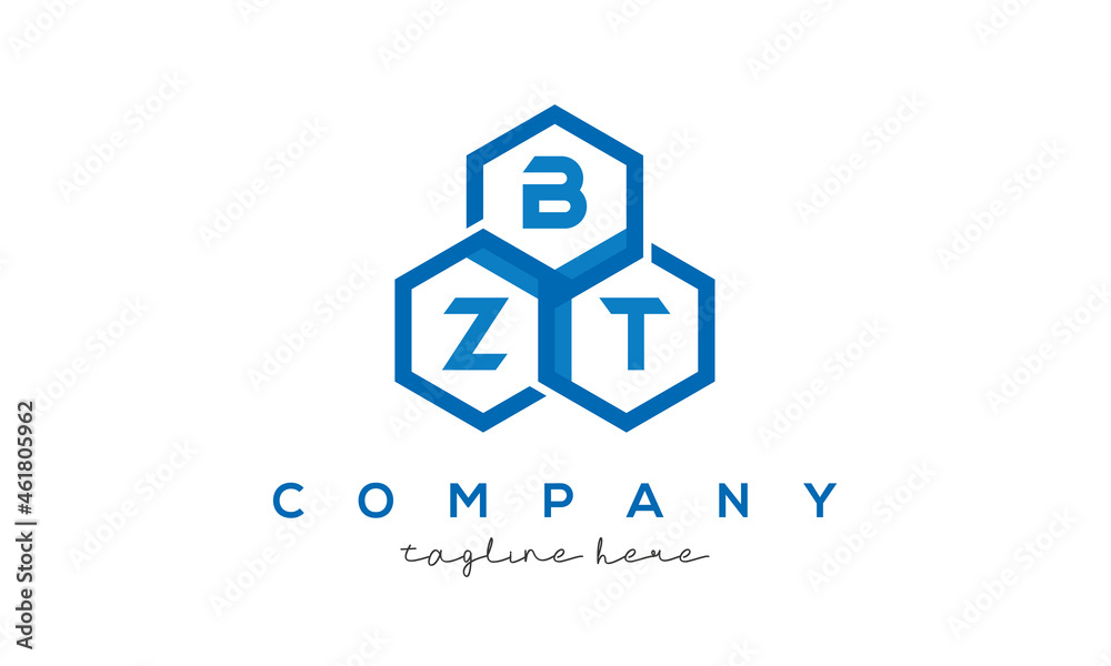 BZT three letters creative polygon hexagon logo