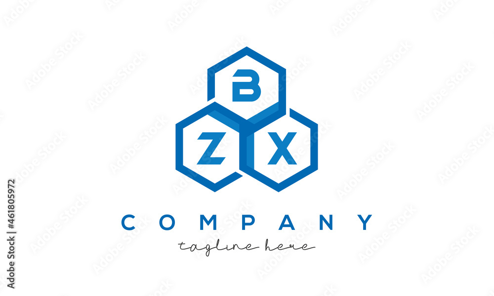 BZX three letters creative polygon hexagon logo BZX three letters creative polygon hexagon logo