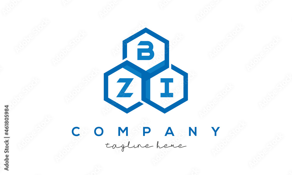 BZI three letters creative polygon hexagon logo BZI three letters creative polygon hexagon logo