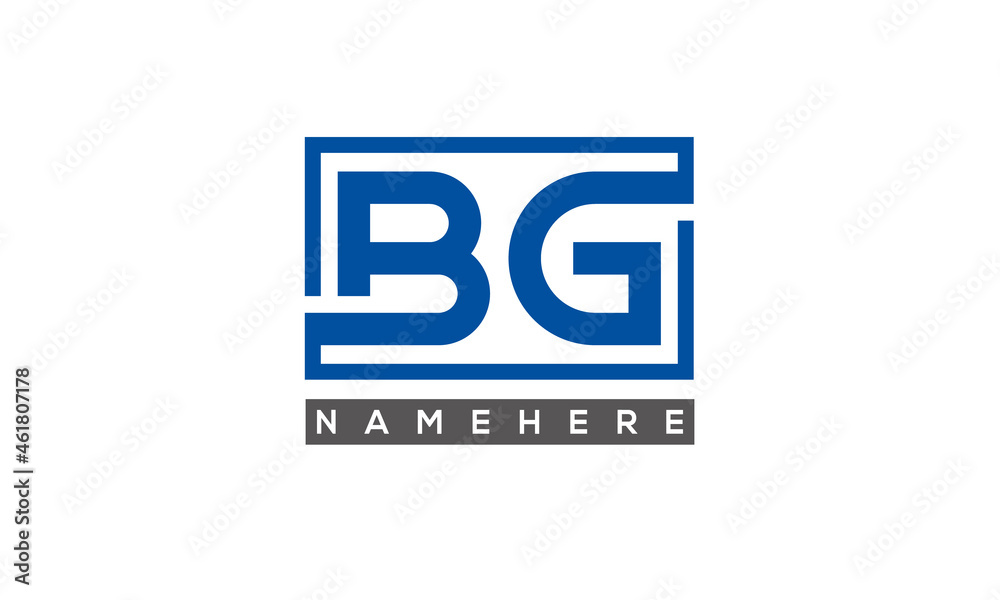 BG Letters Logo With Rectangle Logo Vector BG Letters Logo With Rectangle Logo Vector