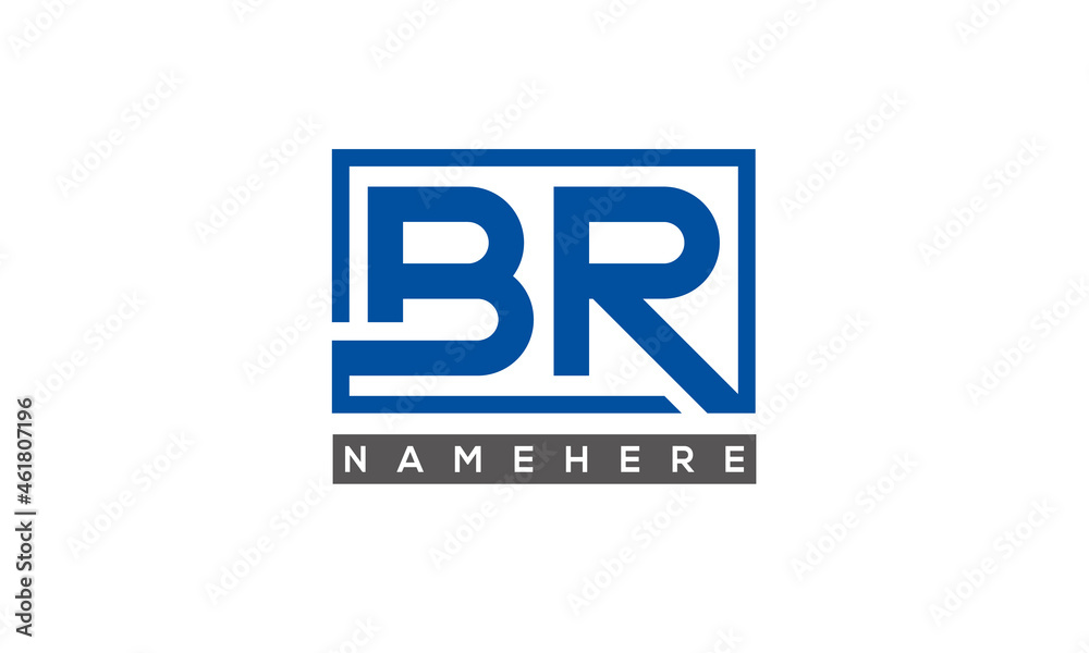 BR Letters Logo With Rectangle Logo Vector