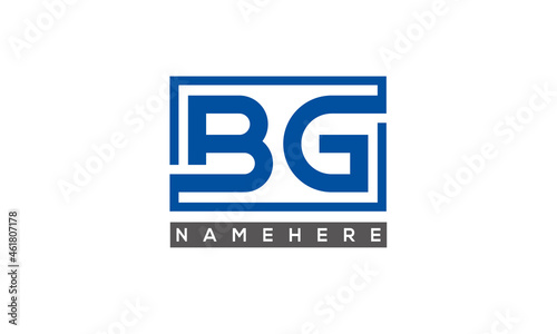BG Letters Logo With Rectangle Logo Vector