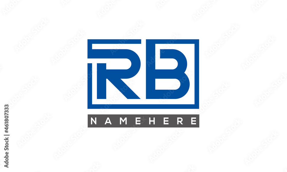 RB Letters Logo With Rectangle Logo Vector RB Letters Logo With Rectangle Logo Vector