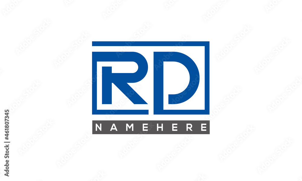 RD Letters Logo With Rectangle Logo Vector RD Letters Logo With Rectangle Logo Vector