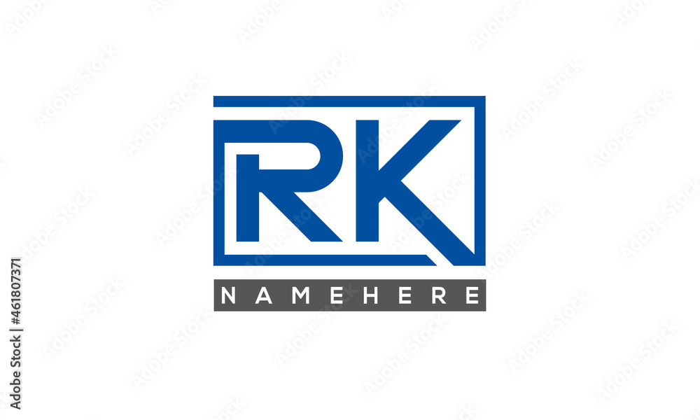 RK Letters Logo With Rectangle Logo Vector RK Letters Logo With Rectangle Logo Vector