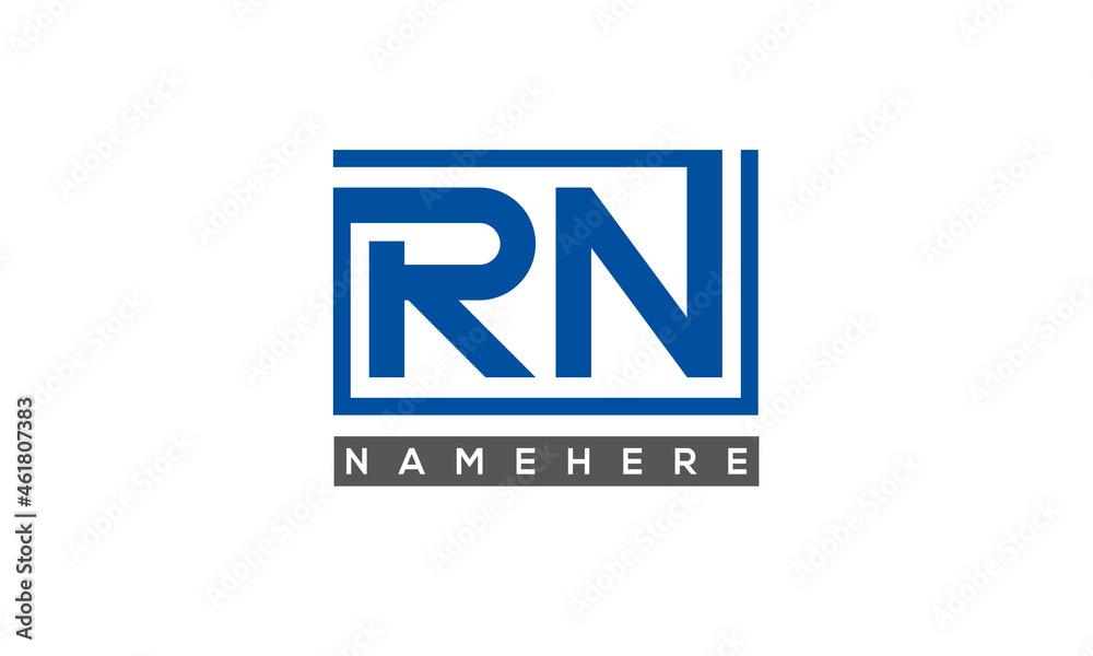 RN Letters Logo With Rectangle Logo Vector RN Letters Logo With Rectangle Logo Vector