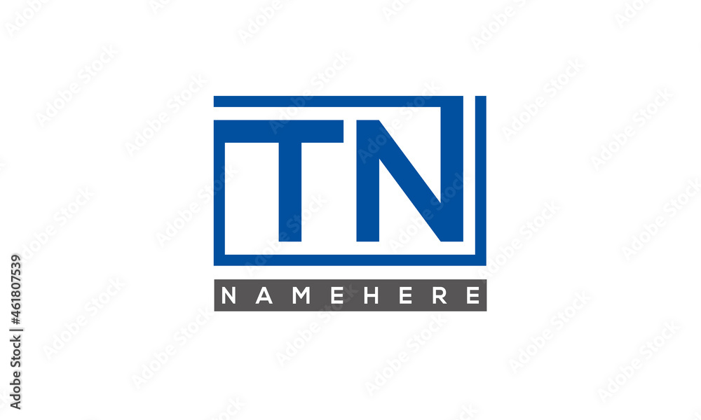 TN Letters Logo With Rectangle Logo Vector TN Letters Logo With Rectangle Logo Vector