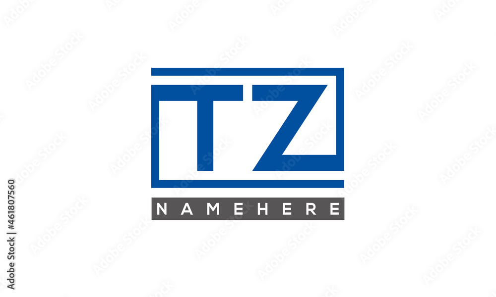 TZ Letters Logo With Rectangle Logo Vector TZ Letters Logo With Rectangle Logo Vector