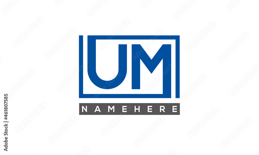 UM Letters Logo With Rectangle Logo Vector