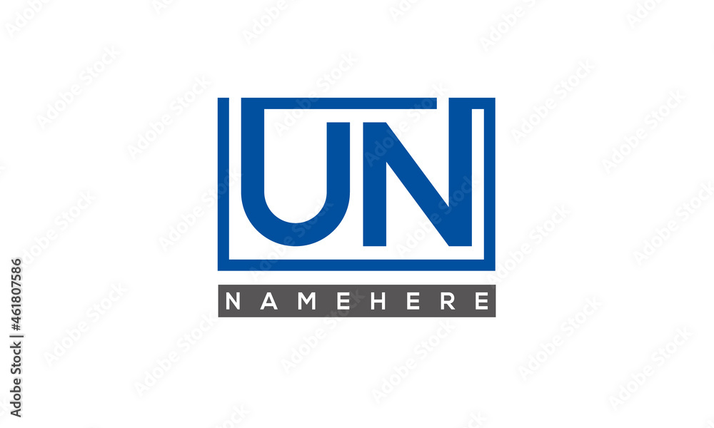 UN Letters Logo With Rectangle Logo Vector UN Letters Logo With Rectangle Logo Vector