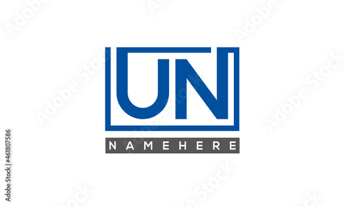 UN Letters Logo With Rectangle Logo Vector