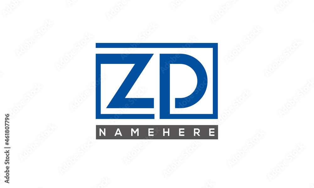 ZD Letters Logo With Rectangle Logo Vector ZD Letters Logo With Rectangle Logo Vector