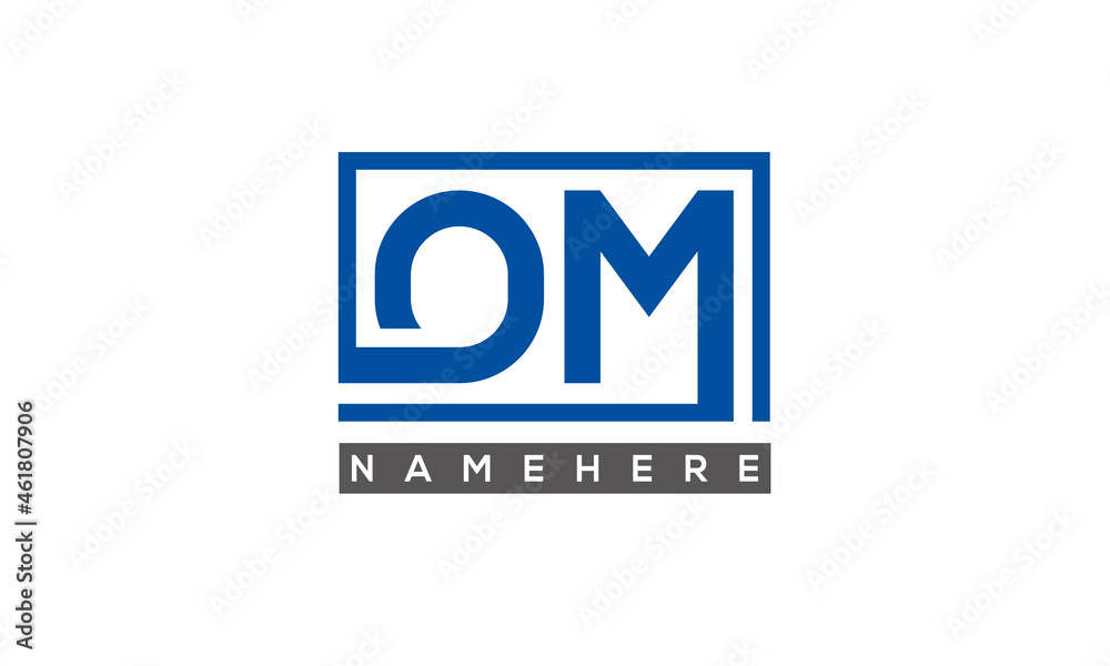 OM Letters Logo With Rectangle Logo Vector OM Letters Logo With Rectangle Logo Vector