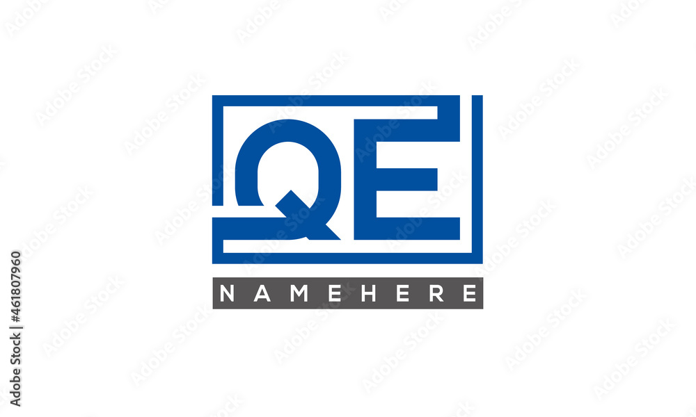 QE Letters Logo With Rectangle Logo Vector