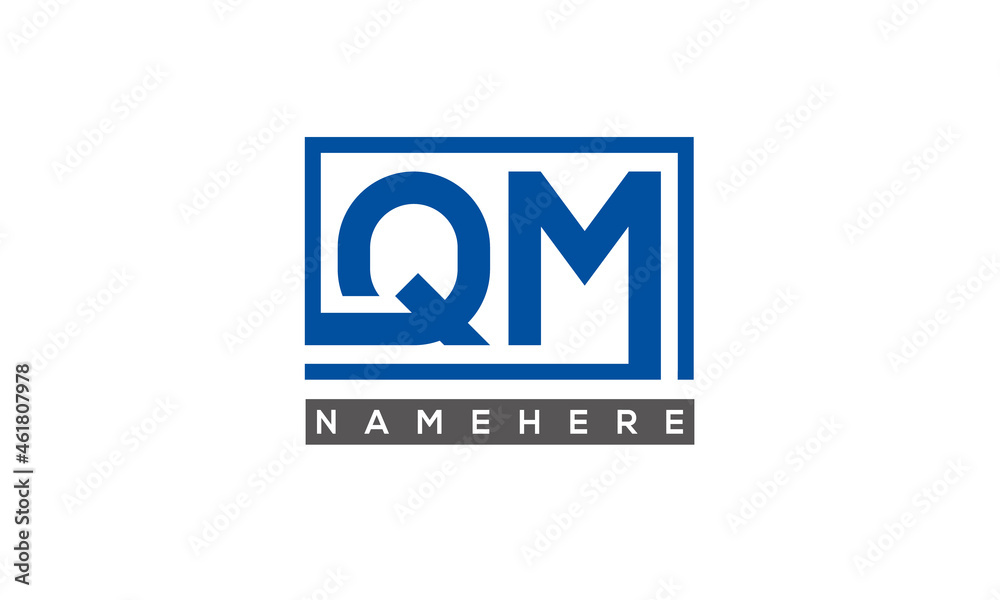 QM Letters Logo With Rectangle Logo Vector QM Letters Logo With Rectangle Logo Vector