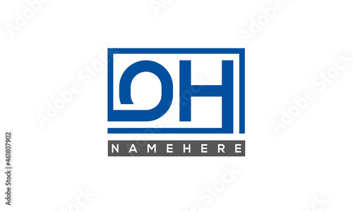 OH Letters Logo With Rectangle Logo Vector