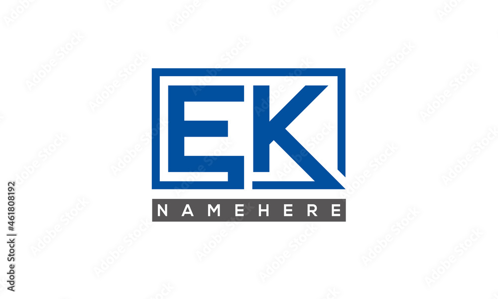 EK Letters Logo With Rectangle Logo Vector EK Letters Logo With Rectangle Logo Vector