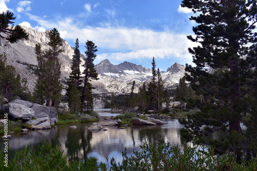 Majestic Eastern Sierra mountains reflecting on Blue Lake near Bishop  CA