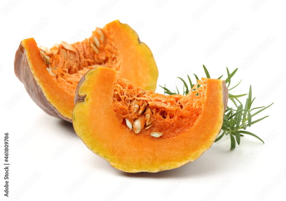 pumpkin slices isolated on the white background . pumpkin slices isolated on the white background .