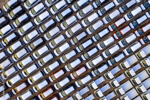 Aerial view of vehicles in the parking lot