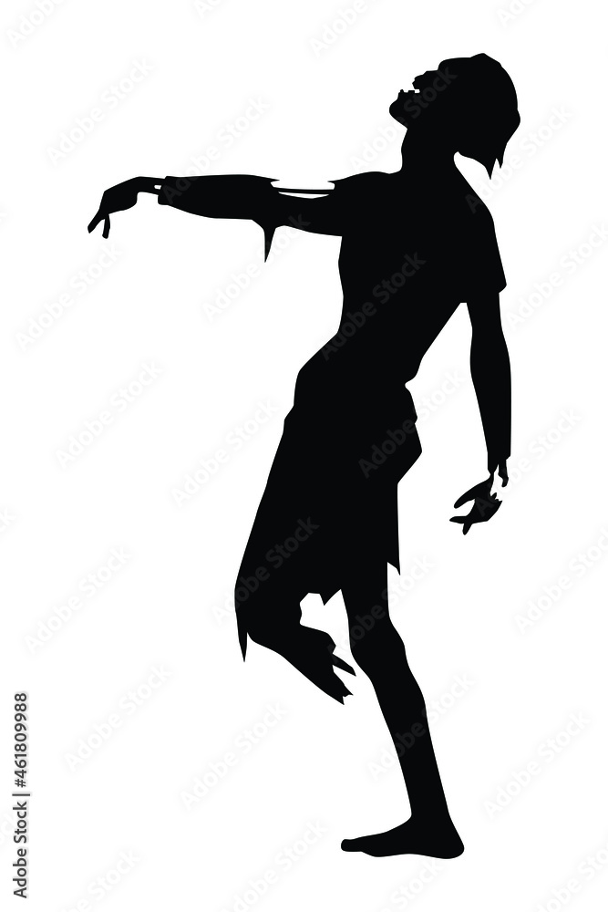 Zombie silhouette vector on white background, ghost or devil in Halloween day. Zombie silhouette vector on white background, ghost or devil in Halloween day.