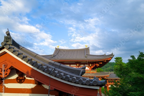 Hoo-do Hall of Byodo-in temple and Phoenix and sky