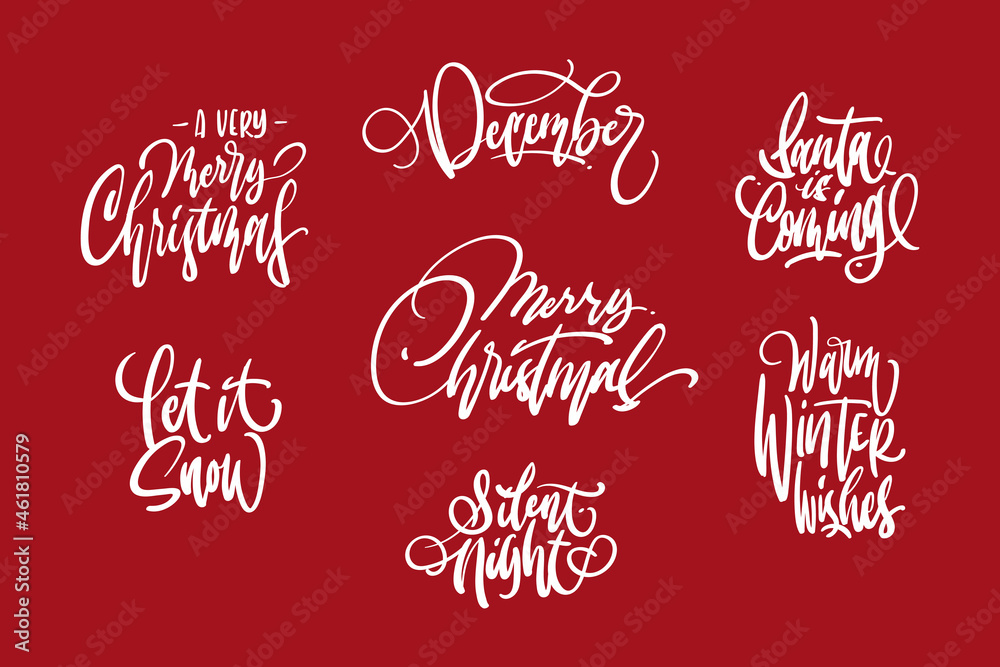Merry Christmas Lettering Design Set