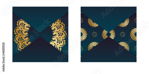 Gradient green gradient flyer with gold mandala pattern for your brand.