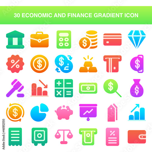 Illustration vector graphic icon of Economic and Finance. Gradient Style Icon. Vector illustration isolated on white background. Perfect for website or application design.