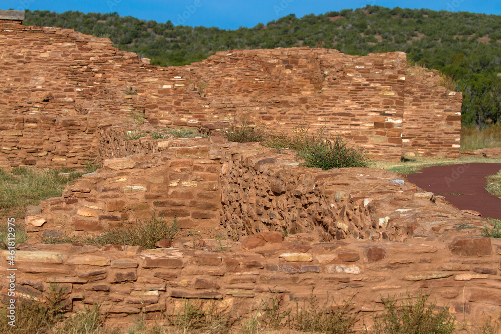 Historic ruins and pathway at Abo, part of the Salinas Pueblo Missions National Monument in New Mexico