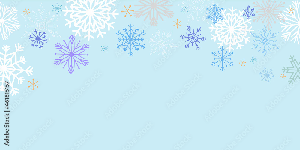 Winter holiday concept background. Snow flakes decoration graphics for Winter holiday, Christmas, frames, banner, design. Vector illustration.