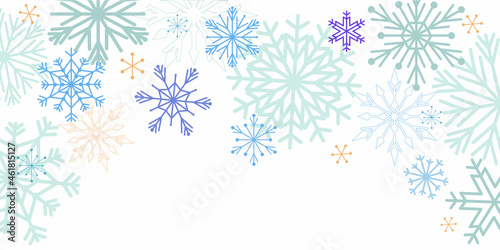 Winter holiday concept background. Snow flakes decoration graphics for Winter holiday, Christmas, frames, banner, design. Vector illustration.