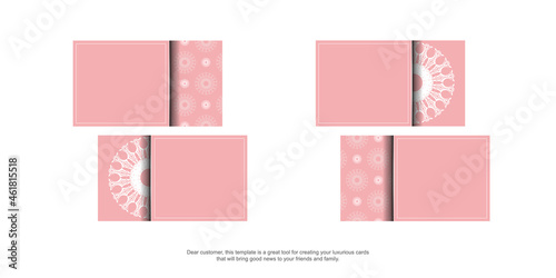 Business card in pink with vintage white pattern for your business.