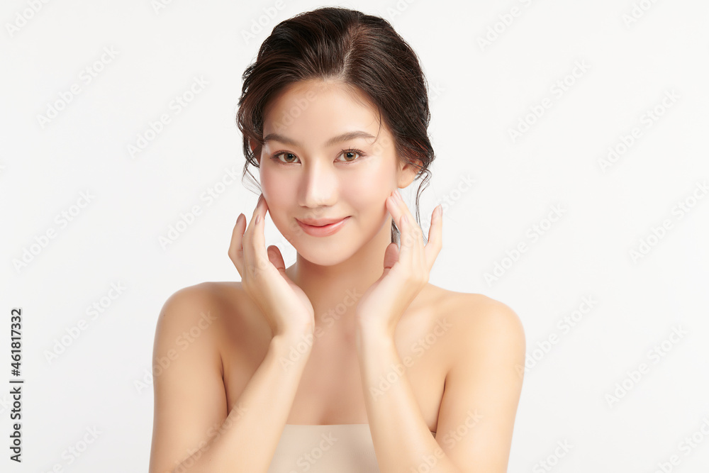 Beautiful young asian woman with clean fresh skin on white background, Face care, Facial treatment, Cosmetology, beauty and spa, Asian women portrait. Beautiful young asian woman with clean fresh skin on white background, Face care, Facial treatment, Cosmetology, beauty and spa, Asian women portrait.