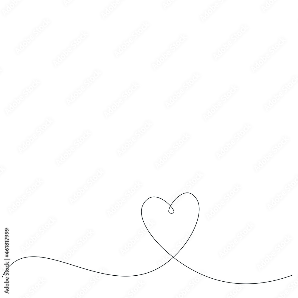 Heart line drawing on white background vector illustration
