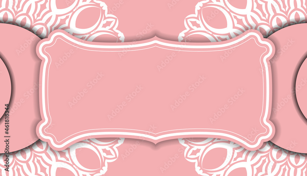 Baner pink with greek white pattern for logo design