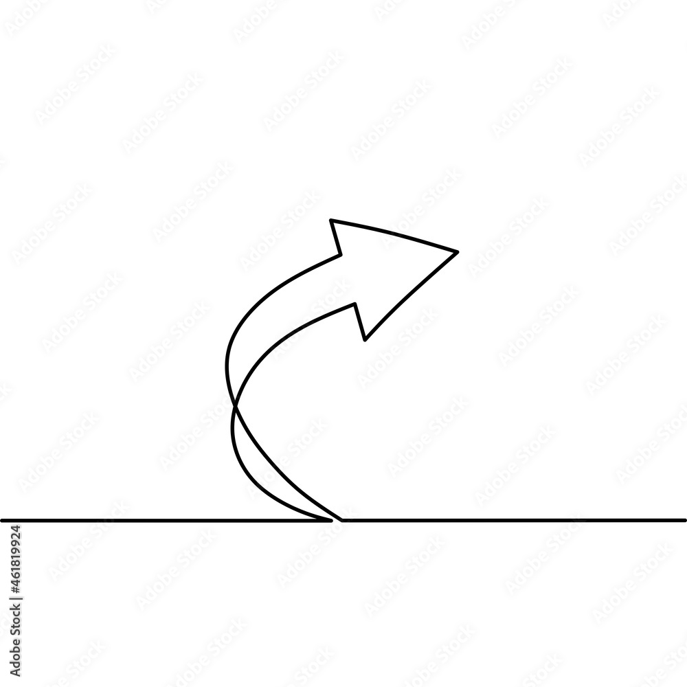 Continuous line drawing of arrow, object one line, single line art, business template, 3d, vector illustration Continuous line drawing of arrow, object one line, single line art, business template, 3d, vector illustration