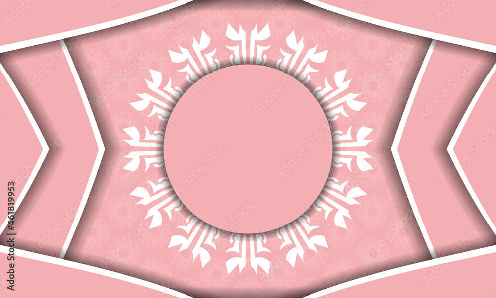 Pink banner with abstract white ornament for design under your logo Pink banner with abstract white ornament for design under your logo