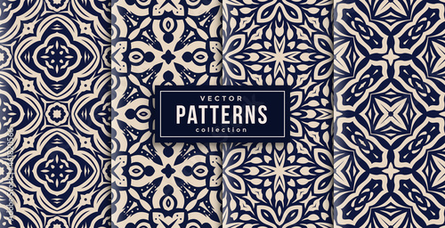pattern ornament style colors set of four. seamless background ready to print