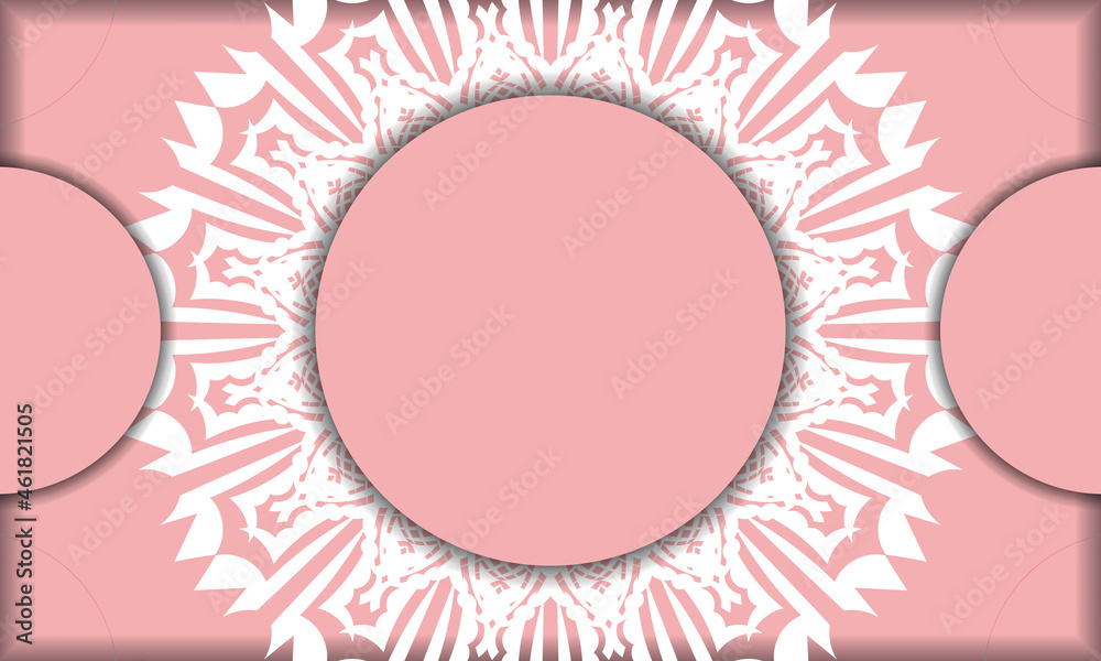 Pink banner with antique white ornaments and space for your logo or text Pink banner with antique white ornaments and space for your logo or text