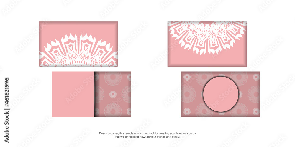 Business card in pink with vintage white pattern for your personality.
