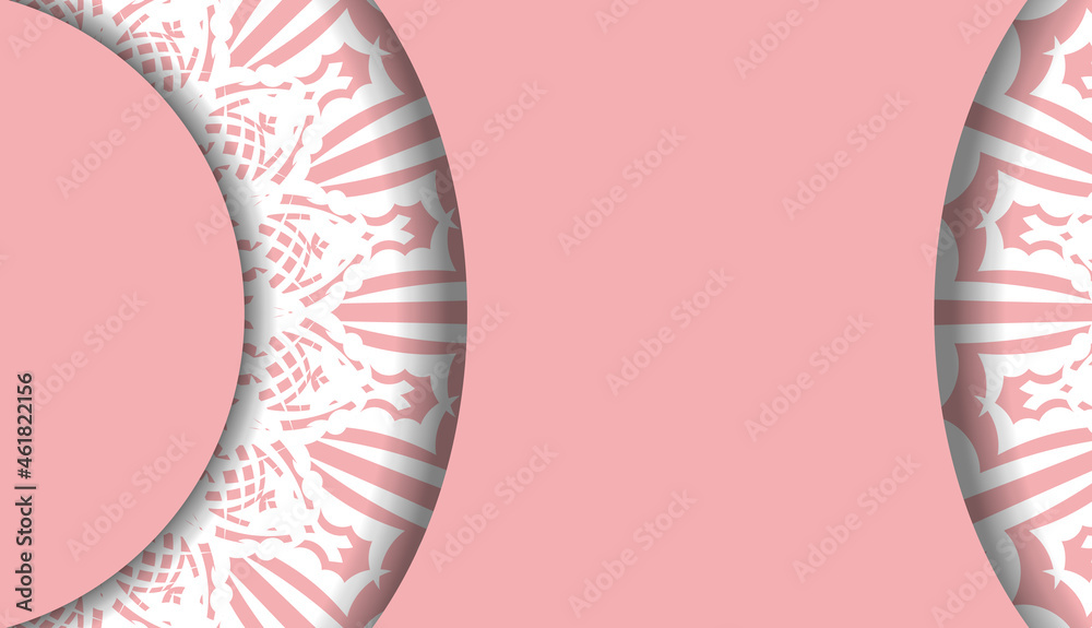 Baner pink with abstract white ornament for design under your logo or text