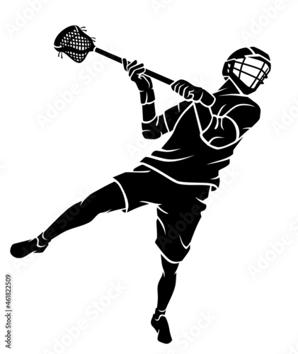 Lacrosse Aim Leaping Player, Silhouette Team Sports