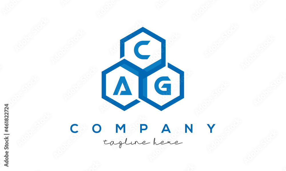 CAG three letters creative polygon hexagon logo CAG three letters creative polygon hexagon logo
