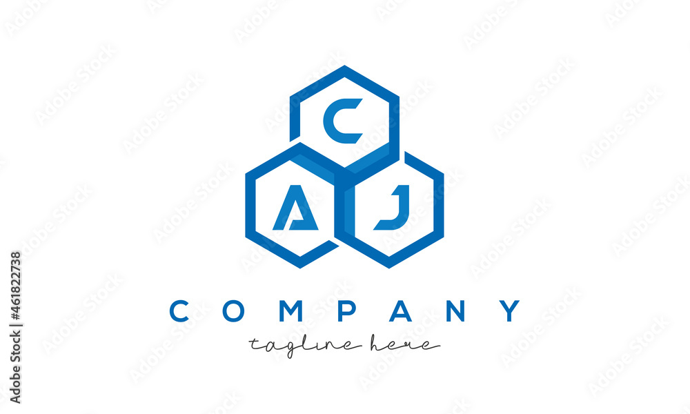 CAJ three letters creative polygon hexagon logo CAJ three letters creative polygon hexagon logo