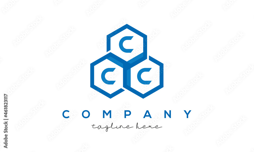 CCC three letters creative polygon hexagon logo CCC three letters creative polygon hexagon logo